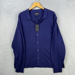 Bonobos Cashmere Sweater Cardigan Mens‎ 2XL Navy Blue Diamond Knit Button Up NEW